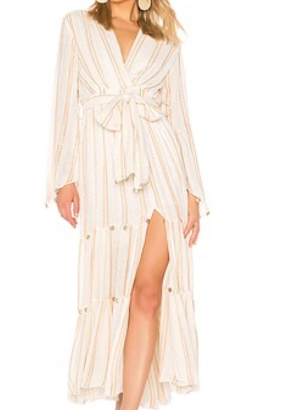 Sold on REVOLVE/Sundress - Cream and gold Striped Wrap Maxi Dress